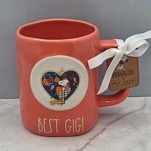 Rae Dunn Snoopy Mother's Day BEST GIGI Heart & Flowers Bouquet Pink Mug NEW 2026